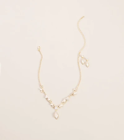 RSVP Sparkle Rhinestone Necklace And Earrings Set