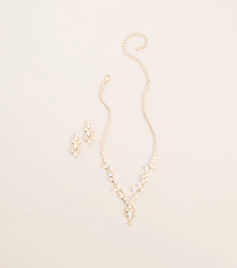 Dreamy Invite Cubic Zirconia Necklace And Earrings Set
