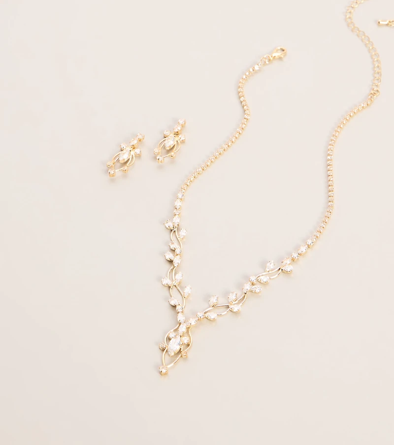 Dreamy Invite Cubic Zirconia Necklace And Earrings Set