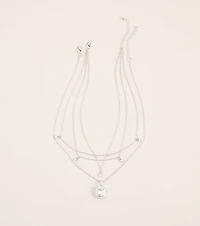 Plans in Layers Rhinestone Pendant Necklace