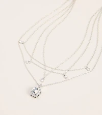 Plans in Layers Rhinestone Pendant Necklace