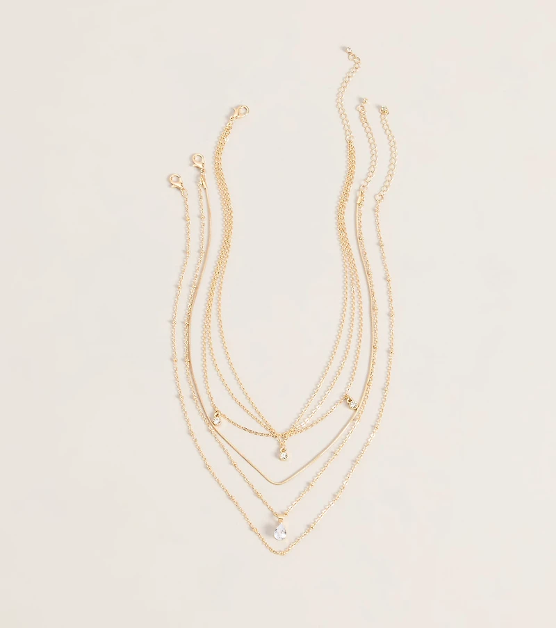 Layer It Up Rhinestone Pendant Necklace Set