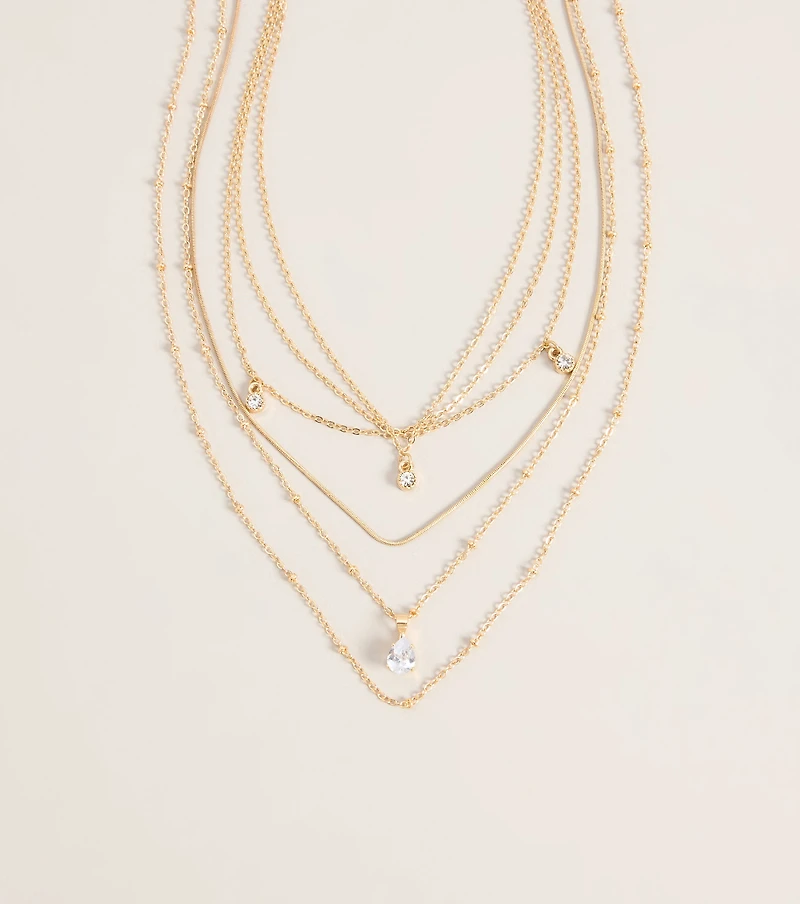 Layer It Up Rhinestone Pendant Necklace Set
