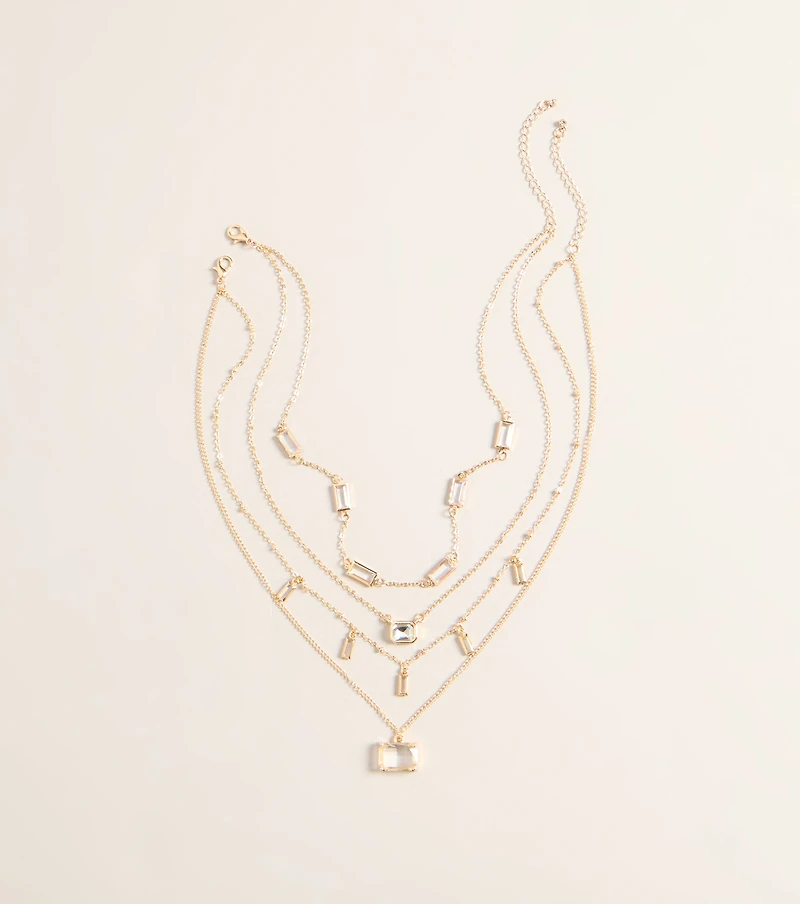 Stacked With Plans Rectangular Gem Necklace Set