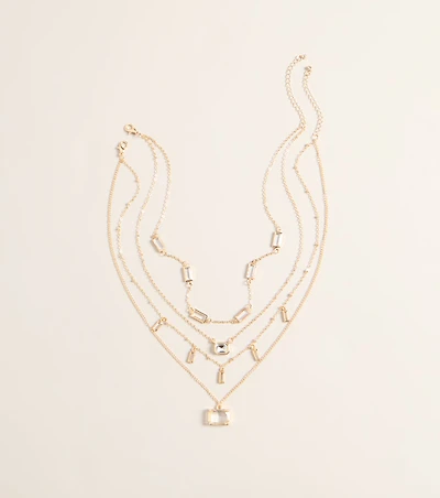 Stacked With Plans Rectangular Gem Necklace Set