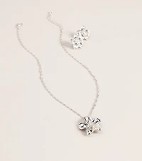 Bloom Mood Flower Necklace And Stud Earrings Set