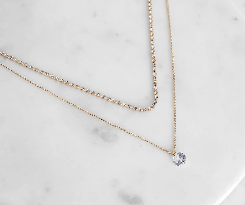 Dainty Cubic Zirconia Drop Necklace