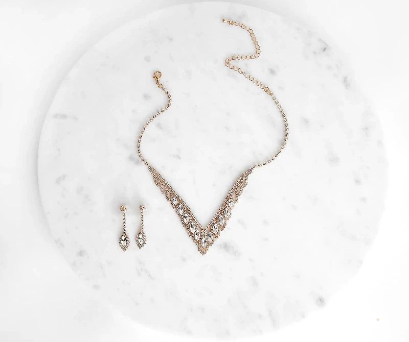 Elegant Tear Drop Rhinestone Set