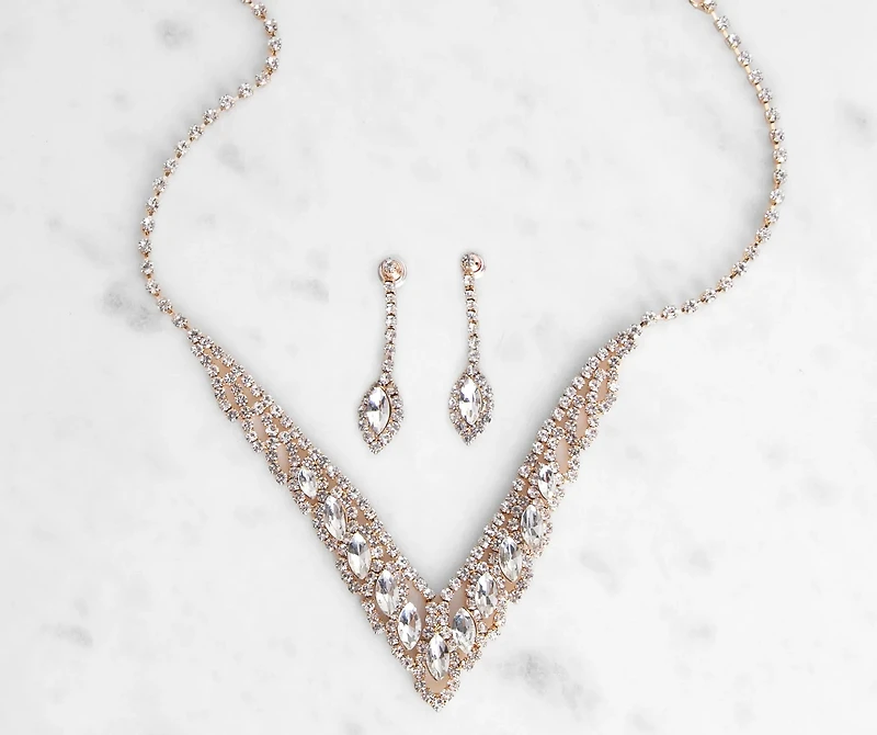 Elegant Tear Drop Rhinestone Set