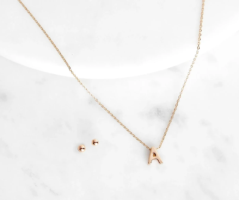 Initial Charm Necklace Set