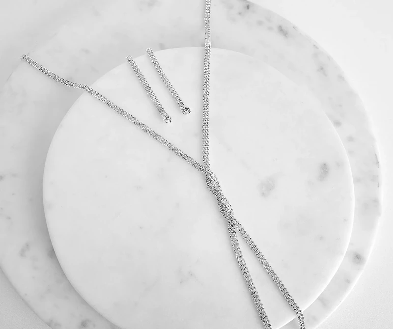 A Twist Of Rhine Lariat Necklace Set