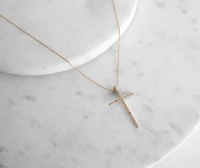Blessed Long Rhinestone Cross Necklace