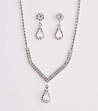 Elegant Style Rhinestone Necklace And Earrings Set