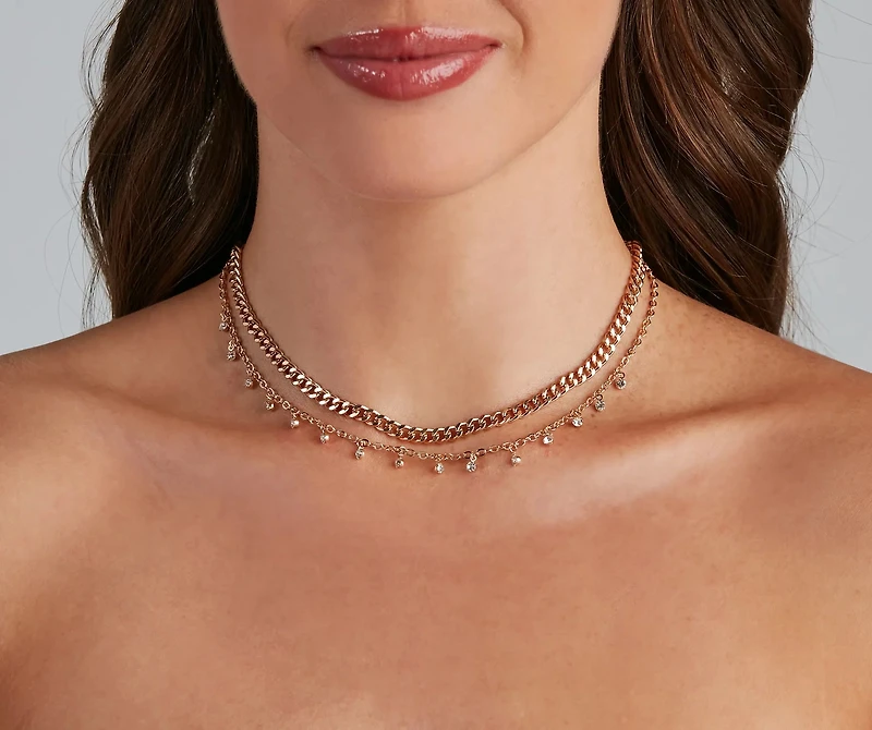 Edgy Details Layered Rhinestone Collar