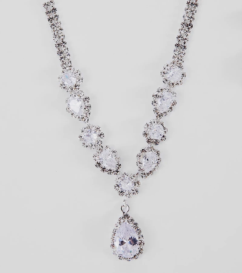 Endless Glam Rhinestone Collar And Earrings Set