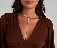 Long Rhinestone Lariat Slider Necklace