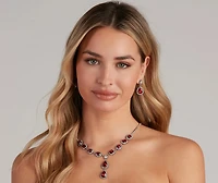 Major Glam Halo Necklace And Earrings