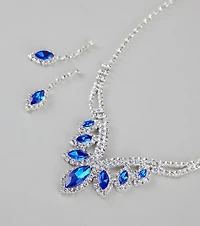 Dripping Glamour Gemstone Necklace And Earrings Set
