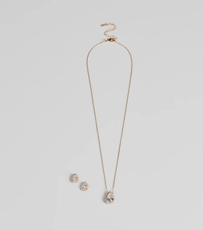 Simple Luxe Vibes Cubic Zirconia Necklace And Earrings Set