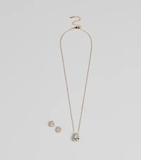 Simple Luxe Vibes Cubic Zirconia Necklace And Earrings Set