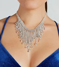 Exquisite Statement Rhinestone Fringe Necklace