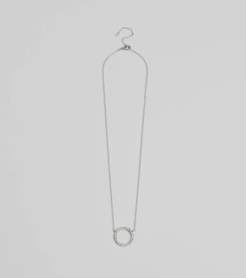 Pretty Shine Cubic Zirconia Circle Pendant Necklace