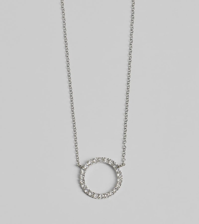 Pretty Shine Cubic Zirconia Circle Pendant Necklace