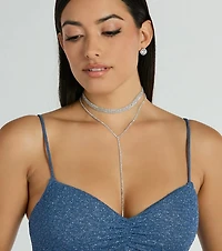 Something Glam Rhinestone Lariat Necklace
