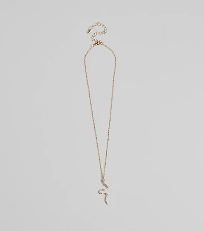 Made You Rattle Rhinestone Snake Charm Necklace