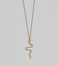 Made You Rattle Rhinestone Snake Charm Necklace