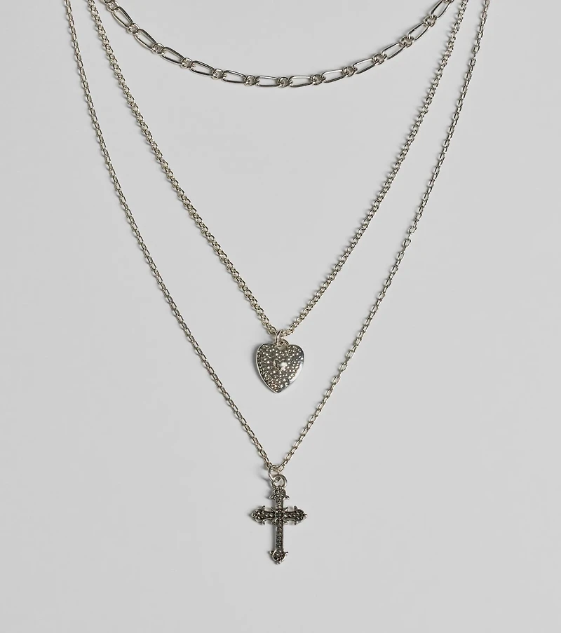 Cross My Heart Layered Necklace