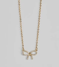 Darling Rhinestone Bow Necklace