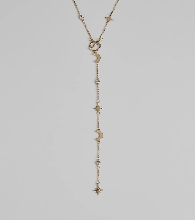 Dreamy Sparkle Celestial Charm Lariat Necklace