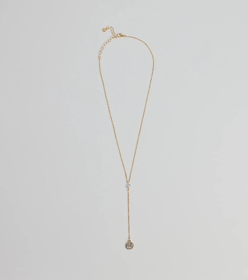 Dainty Glam Rhinestone Chain Lariat Necklace