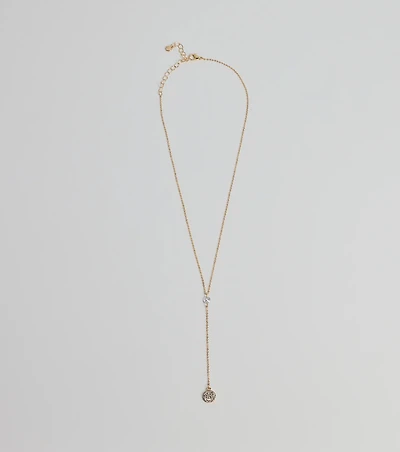 Dainty Glam Rhinestone Chain Lariat Necklace