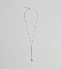 Dainty Glam Rhinestone Chain Lariat Necklace
