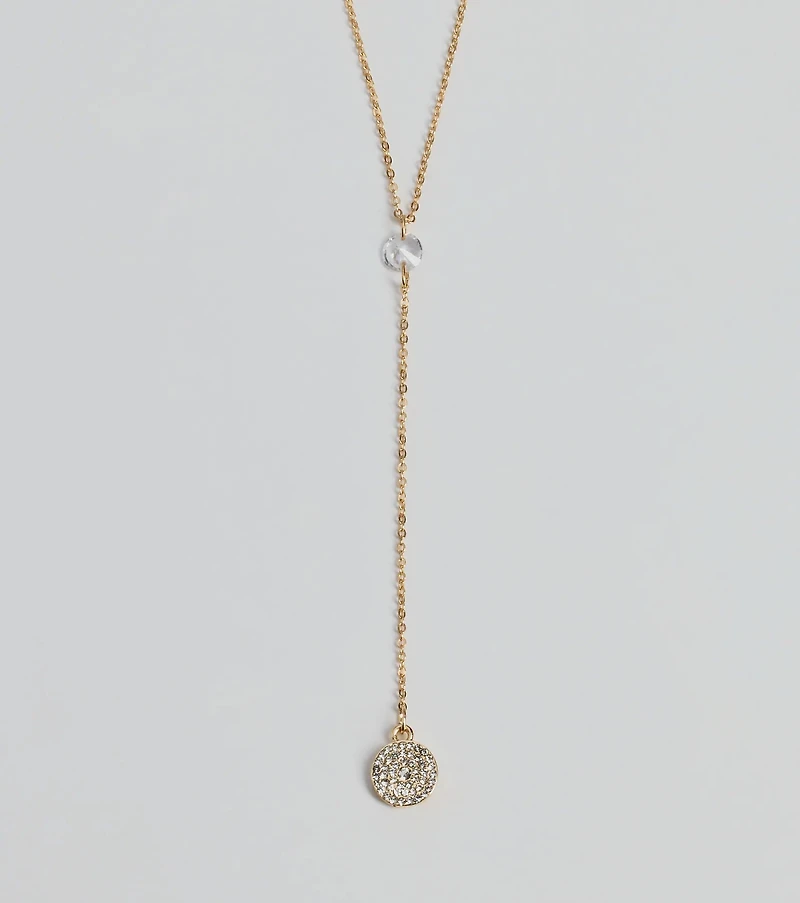 Dainty Glam Rhinestone Chain Lariat Necklace