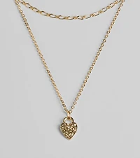 Key To My Heart Locket Layered Chain Necklace Set