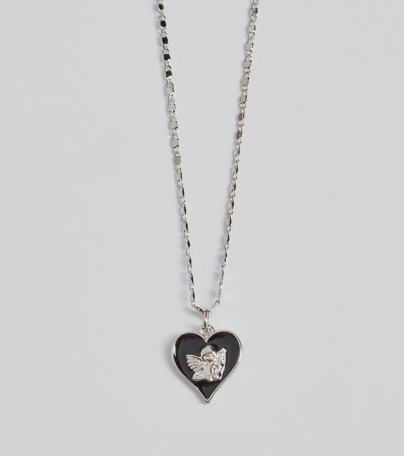 Adorable Vibe Angel Heart Charm Necklace