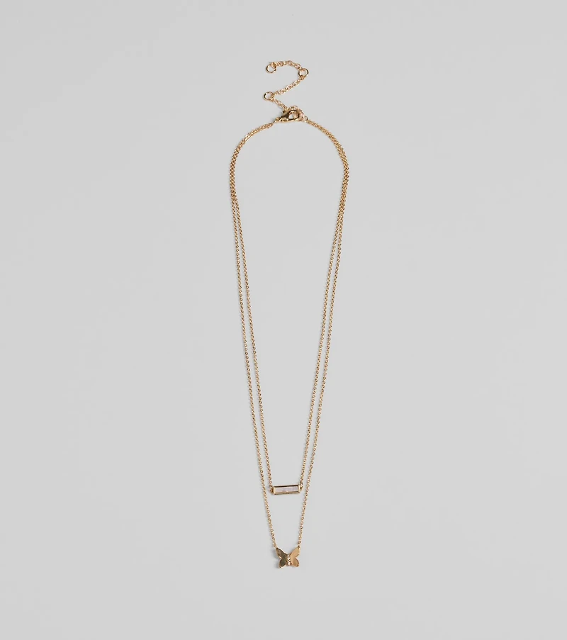 Dainty Sparkle Cubic Zirconia Layered Charm Necklace