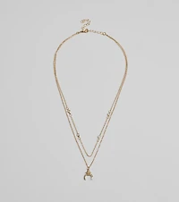 New Moon Star Charm Layered Necklace