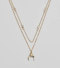 New Moon Star Charm Layered Necklace