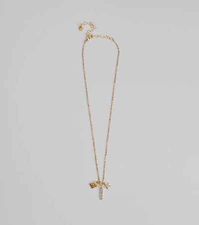Glam Wish Rhinestone Celestial Charm Necklace