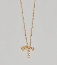 Glam Wish Rhinestone Celestial Charm Necklace