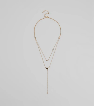 Highly Favored Triangle Rhinestone Lariat Necklace