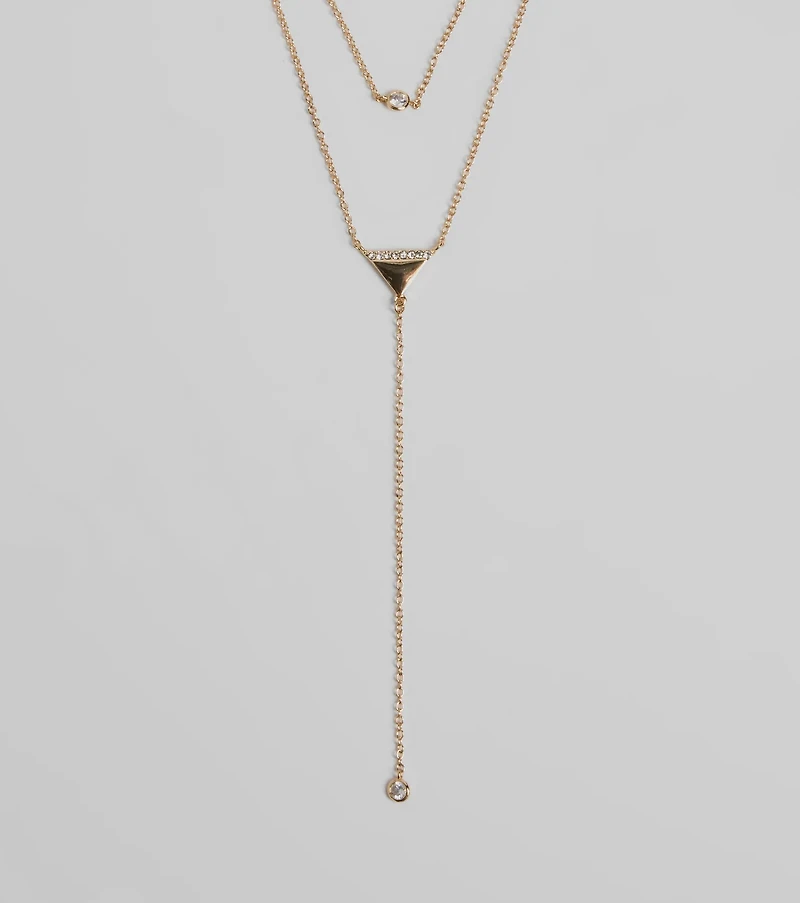 Highly Favored Triangle Rhinestone Lariat Necklace