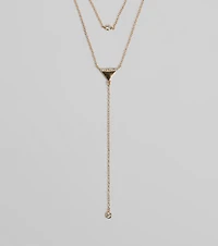 Highly Favored Triangle Rhinestone Lariat Necklace