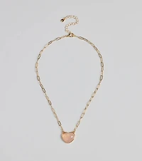 Pretty Aura Rose Quartz Heart Charm Necklace