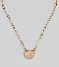 Pretty Aura Rose Quartz Heart Charm Necklace