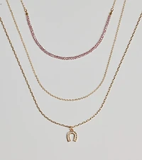 Lucky Day Horseshoe Charm Layered Necklace